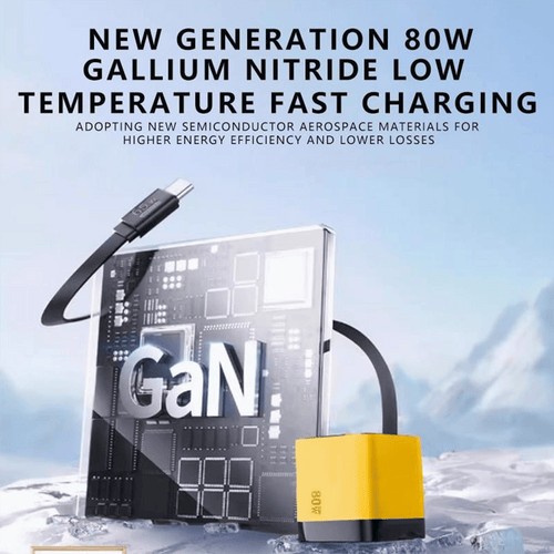 3 in 1 GaN Charger,Scalable 80W MAX fast charger module with Type-C cable and 2 USB ports