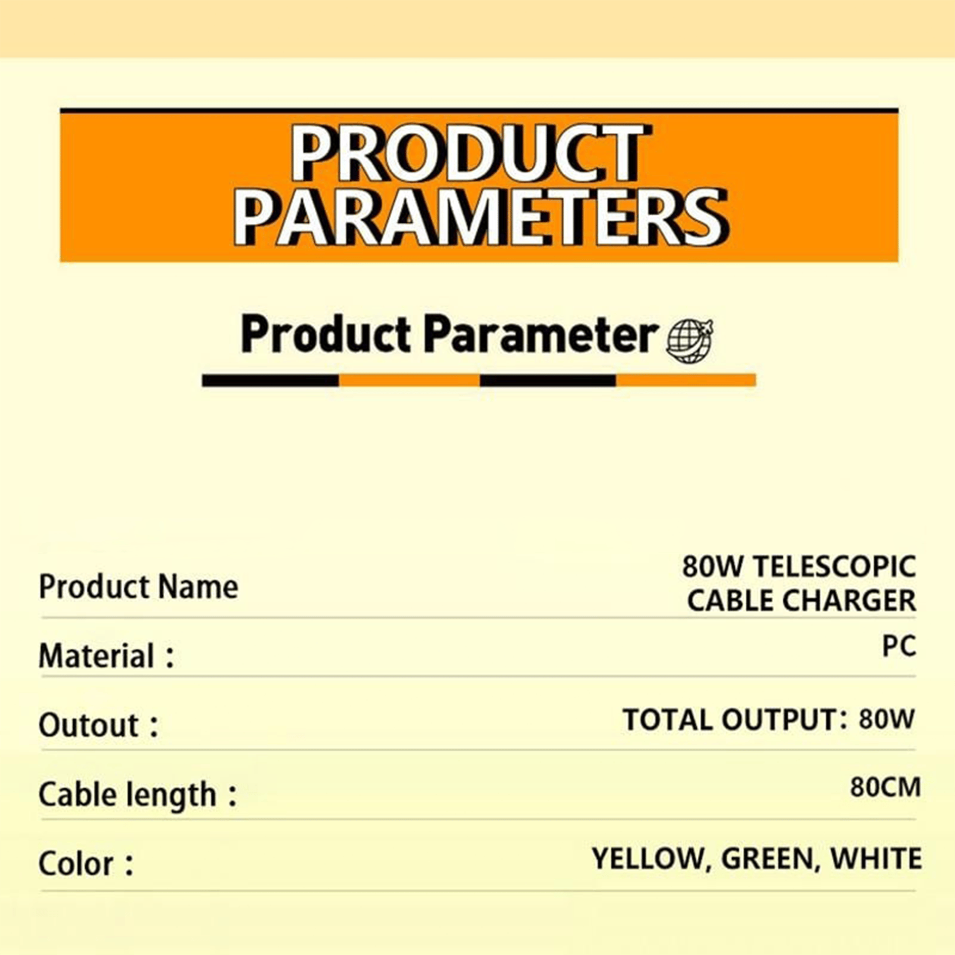 3 in 1 GaN Charger,Scalable 80W MAX fast charger module with Type-C cable and 2 USB ports